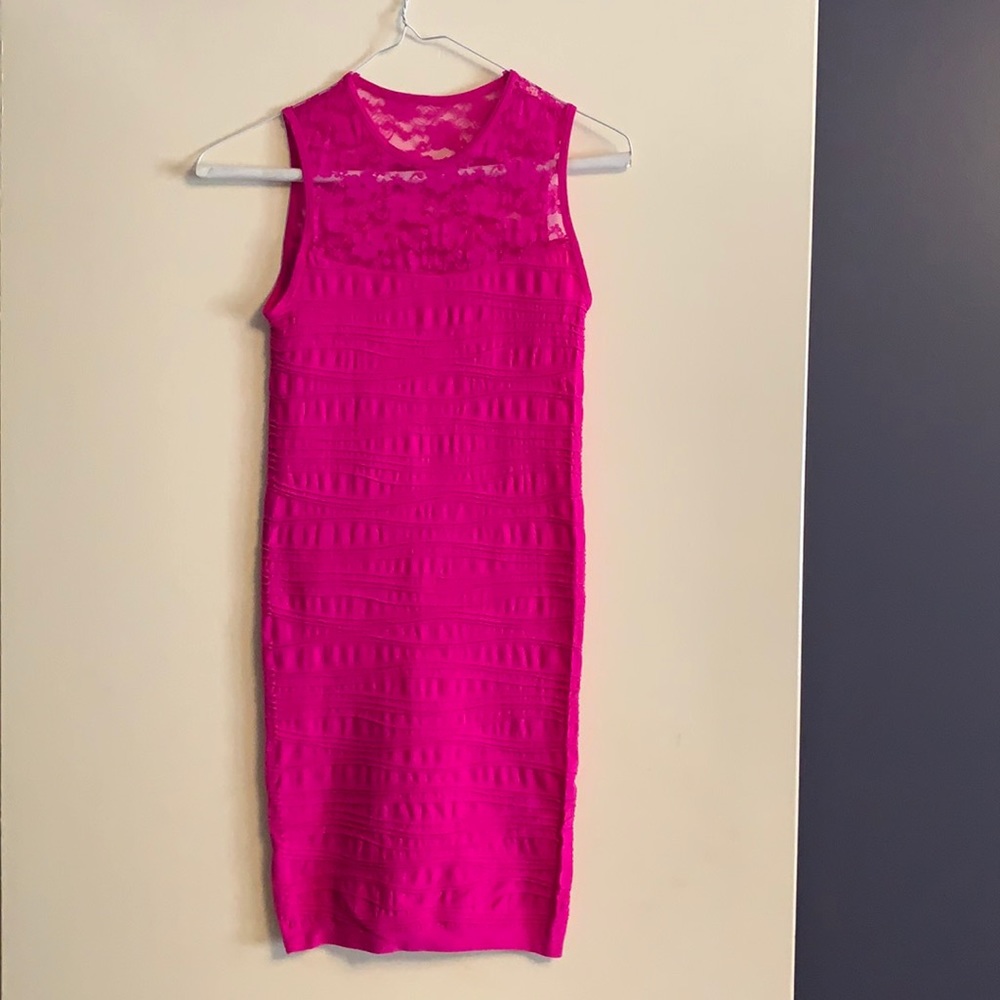 Pink super stretch body con dress
